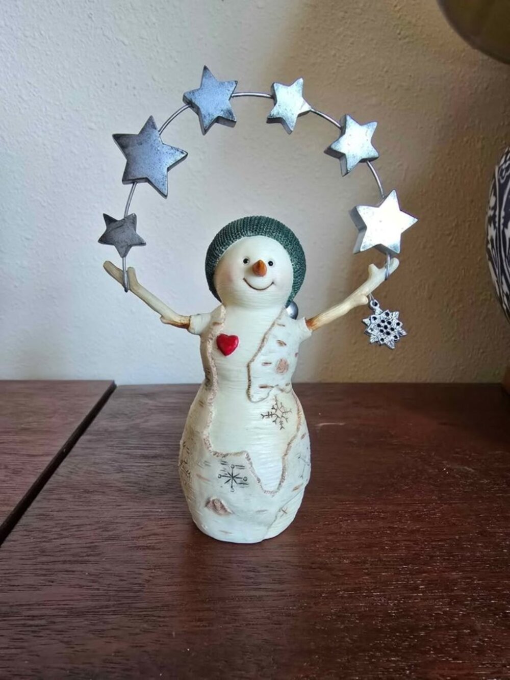 Birch hearts snowman